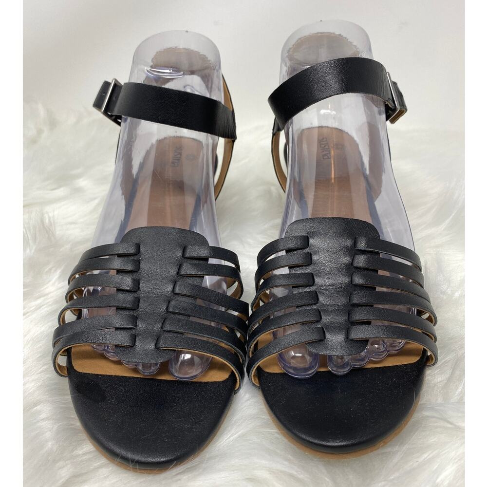 Susina Women's Terra Black Ankle Strap Wedge Heel Strappy Sandals 9M